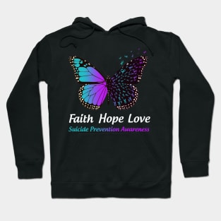 Faith Hope Love Butterfly Suicide Prevention Awareness Hoodie